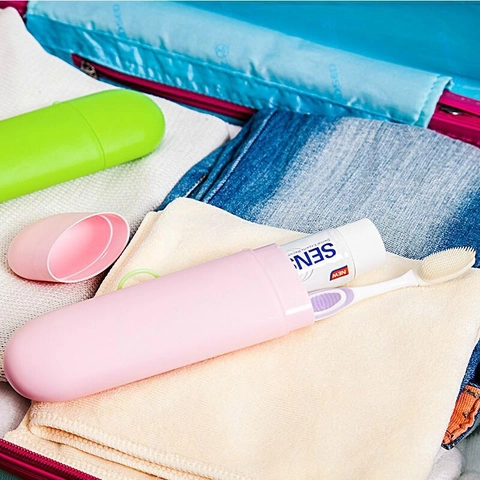 Estuche Portátil Para Cepillos De Dientes Plástico PP Caja De Almacenamiento Para Pasta De Dientes De Viaje Forma De Cápsula