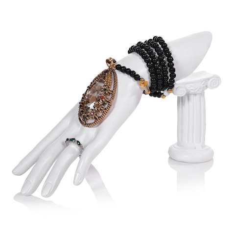 Présentoir À Bijoux Modèle Main En Résine Base Colonne Romaine Rétro Porte Bague Bracelet Pour Vitrine Élégant
