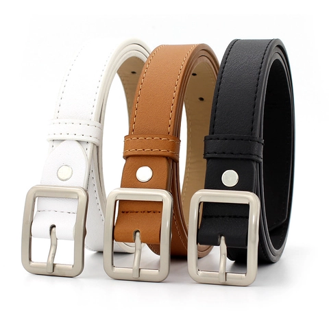 Cintura In Pelle PU Da Donna Sottile Cinturino Con Fibbia Ad Ardiglione Quadrata In Lega Accessori Moda Per Jeans