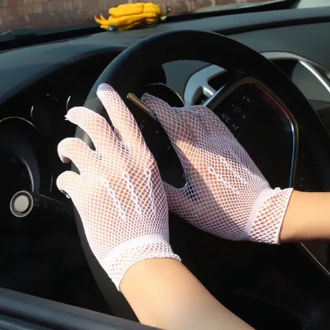 Guantes De Rejilla Sexy Mujer Elásticos Malla Cinco Dedos Boda Baile Fiesta Accesorios De Moda Retro