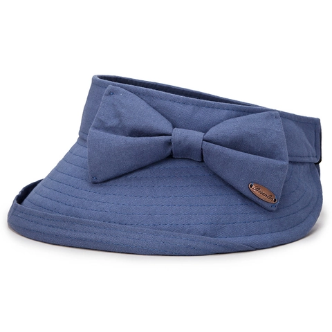 Women Empty Top Sun Hat Cotton Wide Brim Big Bowknot Adjustable Foldable Summer Beach Sunscreen Visor Hat Elegant