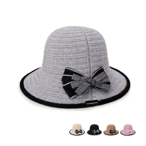 Cappello Alla Pescatora In Maglia Da Donna Con Fiocco Traspirante Traforato Tesa Larga Protezione Solare Vacanze Estive Stile Elegante