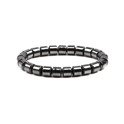 Magnetic Hematite Beaded Bracelet Elastic Stretch Energy Minimalist Geometric Healing Jewelry Men Unisex Accessory