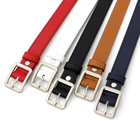 Cintura In Pelle PU Da Donna Sottile Cinturino Con Fibbia Ad Ardiglione Quadrata In Lega Accessori Moda Per Jeans