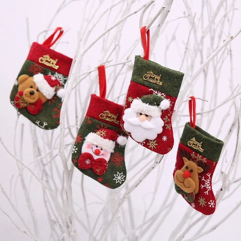 Soporte Para Cubiertos De Calcetín De Navidad Bolsa De Vajilla De Tela No Tejida Papá Noel Muñeco De Nieve Reno Oso Decoración De Dibujos Animados Ornamento Colgante
