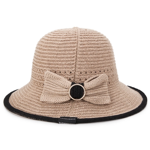 Cappello Da Sole Donna Maglia Cotone Traspirante Fiocco Pieghevole Tesa Larga Spiaggia Cappello Pescatore Estate