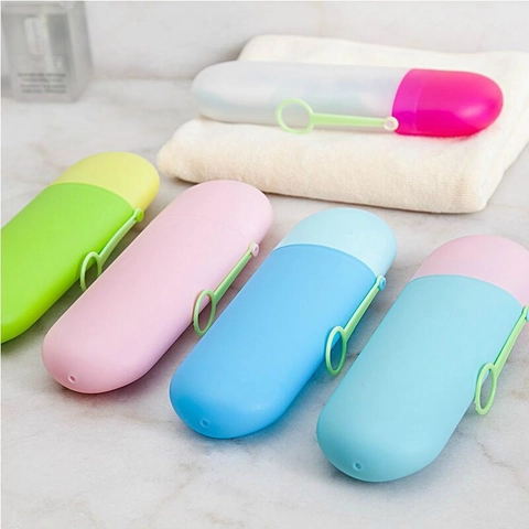 Estuche Portátil Para Cepillos De Dientes Plástico PP Caja De Almacenamiento Para Pasta De Dientes De Viaje Forma De Cápsula