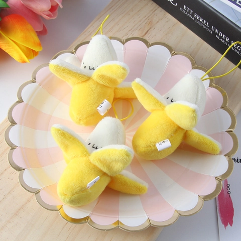 Simpatico Portachiavi Peluche Banana Sbucciata Ciondolo Frutta Morbida Per Decorazione Zaino Espressione Emoji