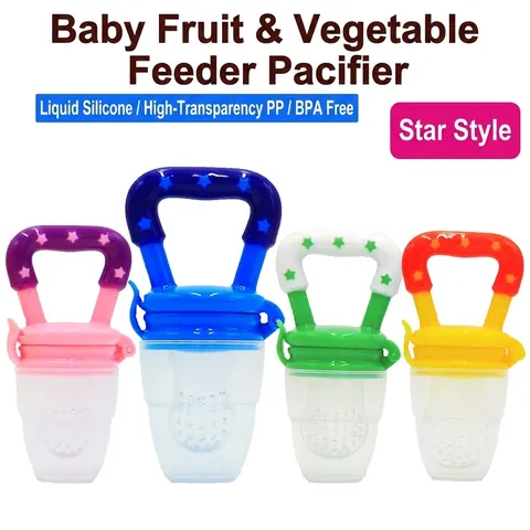 Baby Fruit Feeder Silicone Fresh Food Nibbler BPA Free Infant Vegetable Feeding Tool Star Handle Toddler Teether