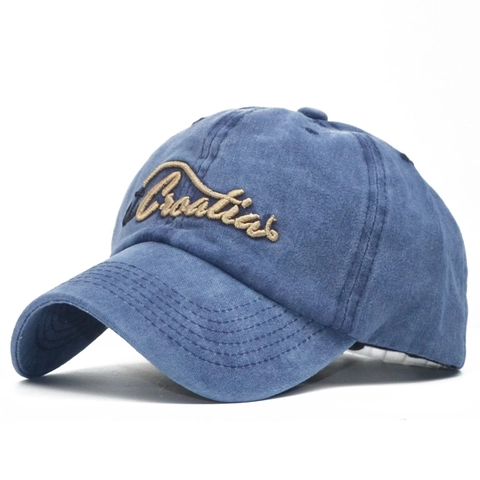 Berretto Da Baseball Cotone Lavato Denim Retro Croazia Ricamo Regolabile Dad Hat Vintage Protezione Solare Unisex