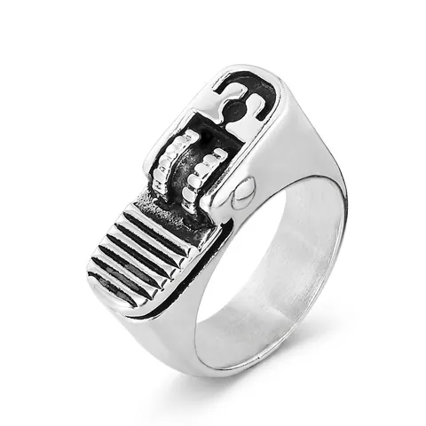 Creative Lighter Head Shape Ring For Men Titanium Steel Vintage Punk Gothic Hip Hop Jewelry Silver Black Color Novelty Gift