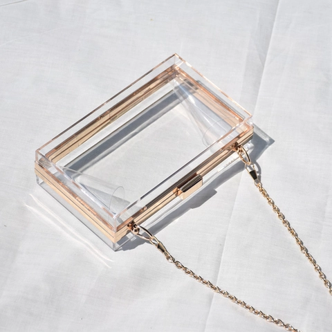 Transparente Acryl Abendtasche Clutch Box Crossbody Mit Metallkette Für Damen Party Hochzeit