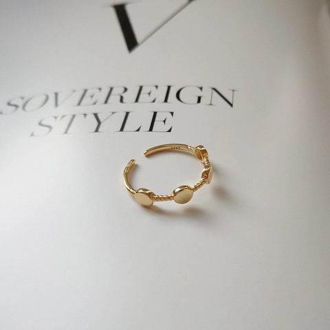 Minimalistischer Ring Mit Rundplatte 925 Sterling Silber Vergoldet Verstellbarer Offener Fingerschmuck Für Damen Mode