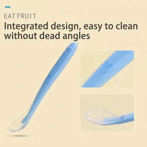 Baby Feeding Spoons Silicone Soft Tip Training Spoons Food Grade Infant Utensils Non Slip Heart Handle