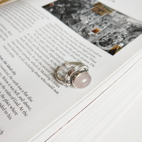Vintage 925 Sterling Silber Ring Mit Rosenquarz Rosa Kristall Verstellbarer Offener Fingerschmuck Damen