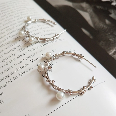 Minimalistische Zweig Ohrstecker 925 Sterlingsilber Mit Muschelperle Eleganter Koreanischer Stil Schmuck