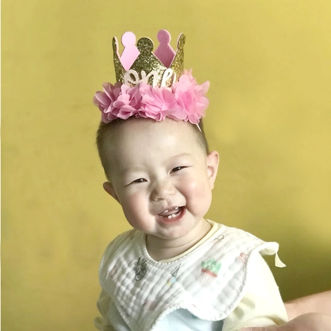 Baby Mädchen Geburtstag Krone Stirnband Pailletten Netz Blume Tiara Für Kleinkind Säugling Party Foto Requisite Haarschmuck