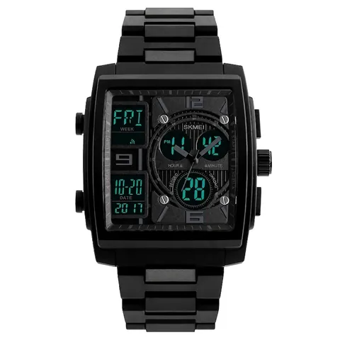 Men's Digital Sports Watch Square Large Dial ABS Case PU Strap Waterproof Luminous Alarm Chronograph Outdoor Tactical Casual