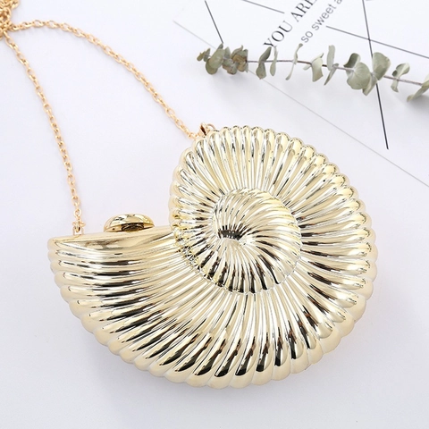 Avondtas In De Vorm Van Een Zeeschelp Acryl Spiegelafwerking Feest Handtas Met Afneembare Metalen Ketting Voor Dames