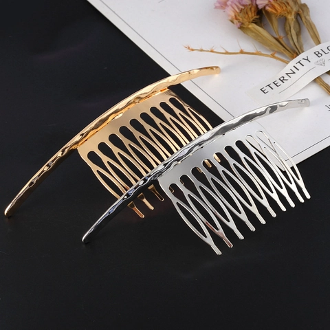 Peine Para El Cabello Minimalista De Aleación Con Textura Martillada Inserto De Metal Accesorio Simple Para Mujer