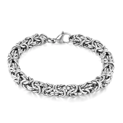 Byzantine Chain Bracelet Men Bold Stainless Steel Link Jewelry Hip Hop Punk Style Fashion Accessory
