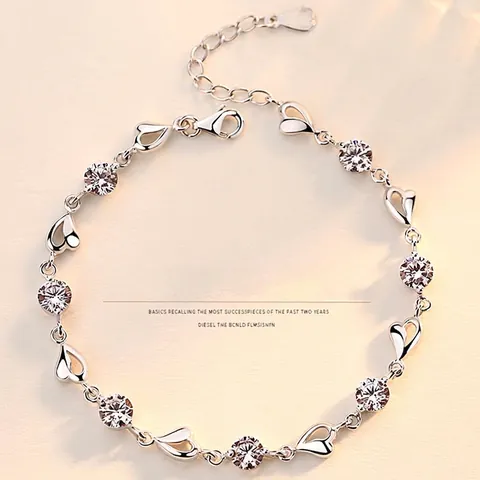 Bracciale a Catena con Cuore in Argento Sterling 925 per Donna Elegante Zirconia Intarsiata Gioielli Regalo di San Valentino