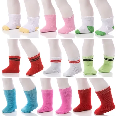 Ribbed Knit Girl Doll Socks Line Pattern And Solid Color Doll Clothing Accessories For Girl Doll Outfit