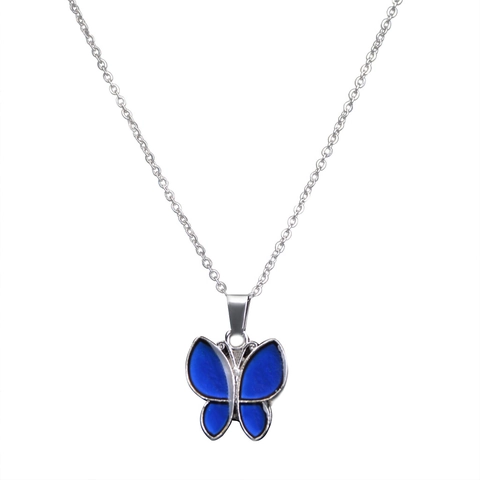 Butterfly Pendant Necklace Color Changing Temperature Sensitive Stainless Steel Alloy Jewelry For Women Girls