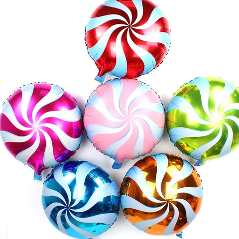 Palloncini In Alluminio A Forma Di Lecca Lecca Tondi Motivo A Spirale Per Decorazione Di Feste Di Compleanno Eventi