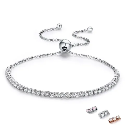 Bracciale Tennis in Argento Sterling 925 con Zirconia per Donna Bracciale Regolabile Minimalista Elegante Gioielli Regalo