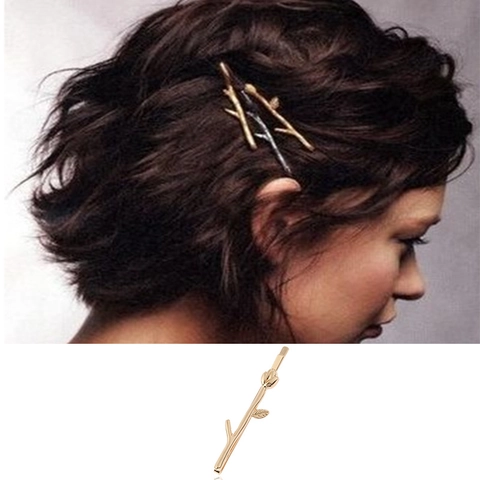 Alloy Branch Haarklammer Blatt Knospe Retro Natur Design Seitenclip Eleganter Haarschmuck Für Damen