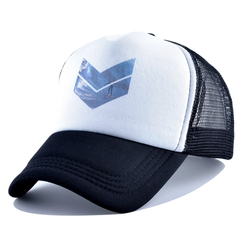Casquette Trucker Maille Polyester Respirant Ajustable Baseball Imprimé Surfeur Visière Courbée Sport Plage Été Hommes