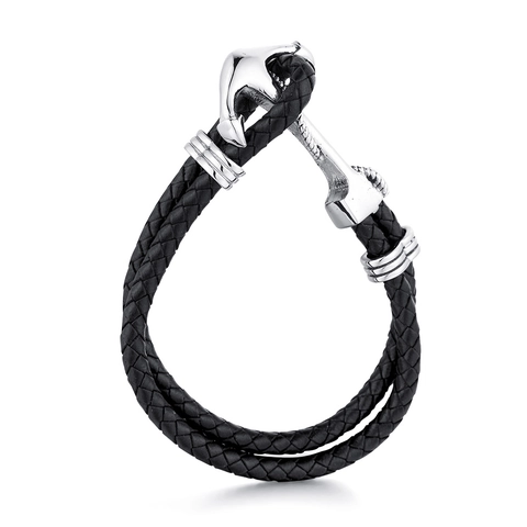 Pulsera De Ancla Para Hombre Cuerda De Cuero Trenzado Multicapa Acero Inoxidable Náutico Vintage Punk