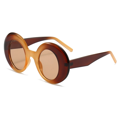 Vintage Round Frame Sunglasses PC Oversized Thick Frame UV400 Protection Retro Pop Art Fashion Eyewear Outdoor Travel