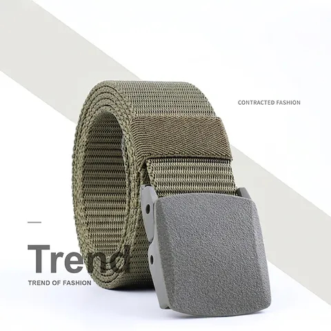 Outdoor Tactical Woven Belt With Plastic Buckle Lightweight Adjustable Canvas Waistband For Men Women Casual Sports Belt