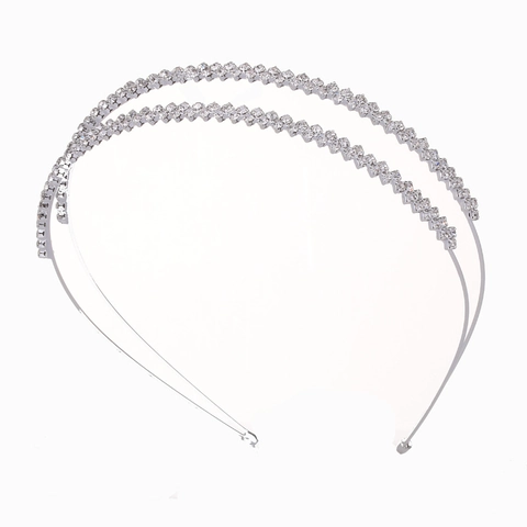 Cerchietto Per Capelli In Strass A Doppia Fila Cristallo Irregolare Argento Metallo Elegante Accessorio Per Capelli Donna