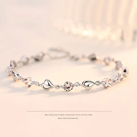 Bracciale a Catena con Cuore in Argento Sterling 925 per Donna Elegante Zirconia Intarsiata Gioielli Regalo di San Valentino