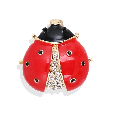 Lieveheersbeestje Broche Emaille Legering Insect Pin Met Strass Mode Sieraden Cadeau Voor Vrouwen