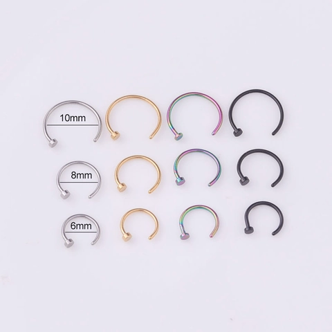 316L Stainless Steel Nose Ring Hoop C Shape Piercing Body Jewelry Punk Fashion Unisex Gold Black Silver Rainbow
