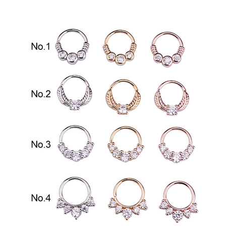 Septum Clicker Nasenring Kupfer Zirkonia Tribal Ethno Indischer Piercing Schmuck Knorpel Ohrring Hoop