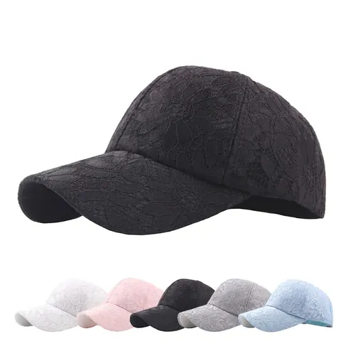 Cappello Da Baseball Donna Pizzo Ricamo Floreale Cavo Mesh Regolabile Esterno Visiera Parasole Moda