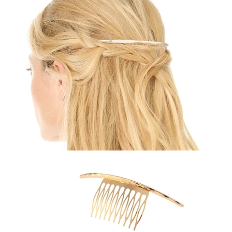 Peine Para El Cabello Minimalista De Aleación Con Textura Martillada Inserto De Metal Accesorio Simple Para Mujer