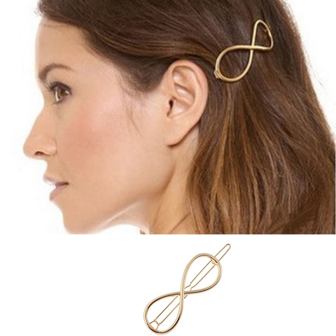 Pince À Cheveux Symbole Infini Minimaliste Alliage Épingle À Cheveux Géométrique Pour Femmes Filles