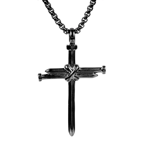 Nagel Kruis Ketting Roestvrijstalen Hanger Met Box Ketting Retro Punk Religieuze Sieraden Voor Mannen Vrouwen
