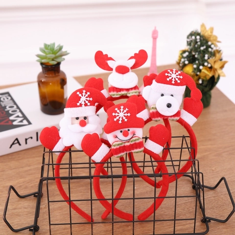 Weihnachts Stirnband Roter Plüschstoff Cartoon Rentier Weihnachtsmann Schneemann Bär Party Kostüm Für Erwachsene Kinder