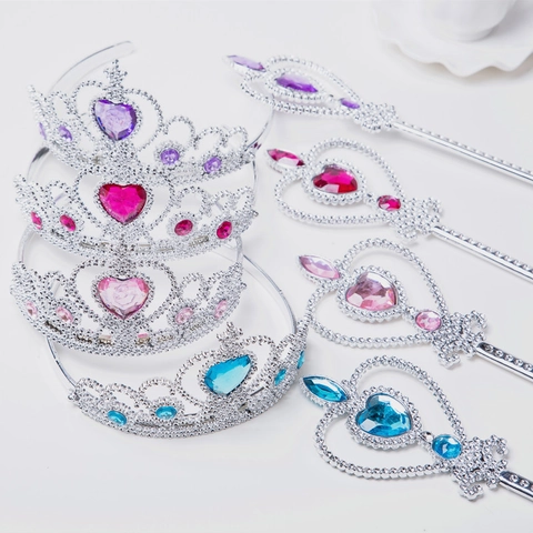 Prinzessin Diadem Krone Und Zauberstab Herz Kunststoff Acryl Strass Mädchen Verkleidung Party Cosplay Zubehör