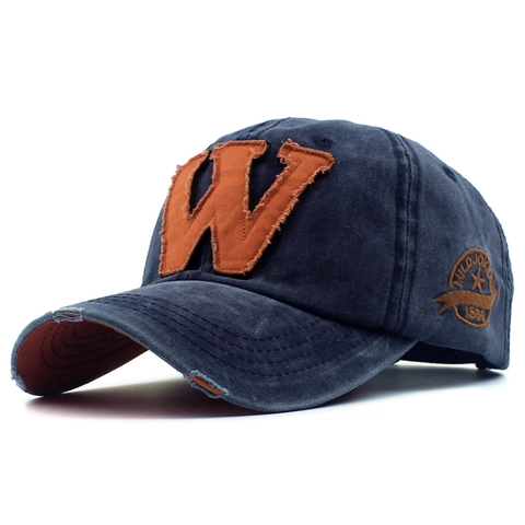 Gorra De Béisbol De Algodón Lavado Vintage Parche Letra W Desgastado Retro Protección Solar Ajustable Hombre Mujer