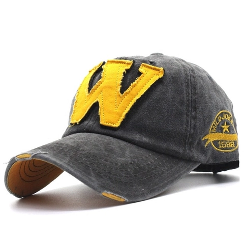 Gorra De Béisbol De Algodón Lavado Vintage Parche Letra W Desgastado Retro Protección Solar Ajustable Hombre Mujer