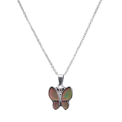 Butterfly Pendant Necklace Color Changing Temperature Sensitive Stainless Steel Alloy Jewelry For Women Girls