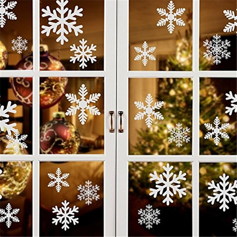 Snowflake Window Stickers Christmas Static Cling Decals PVC Double Sided Winter Holiday Glass Door Party Decorations